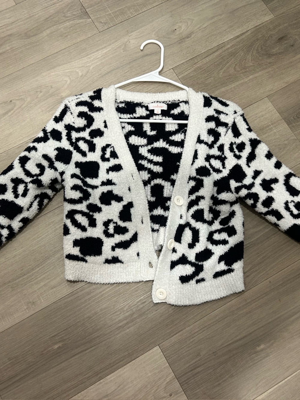 Colsie Black and White Leopard Print Cardigan